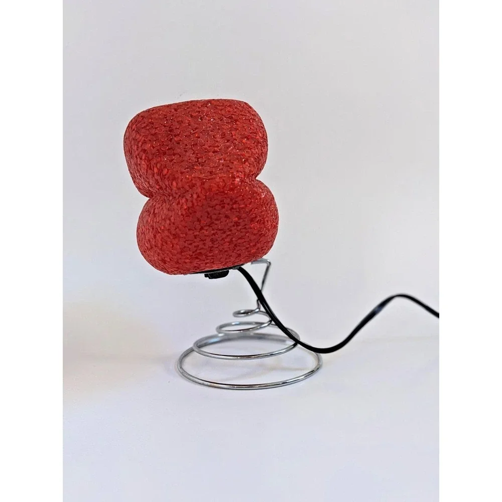 Vintage 1990's Red Lips Melted Plastic Popcorn Lamp Accent Light Pop Art Novelty